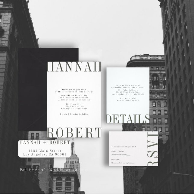 Invitación a la boda de estilo editorial (Subido por el creador)