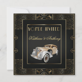 Invitación a la boda de estilo Gatsby clásico vint