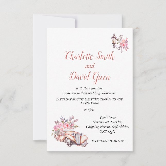 Invitación a la boda de estilo parisino (Anverso)