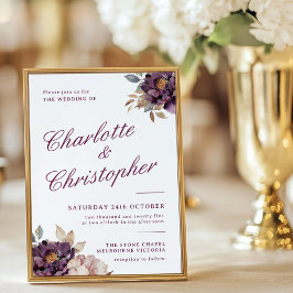 Invitación a la boda de estilo vintage, flujo púrp