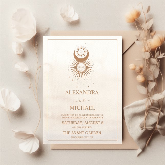 Invitación a la boda de estrellas celestes de oro  (Subido por el creador)