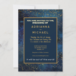 Invitación a la boda de estrellas de galaxia espac
