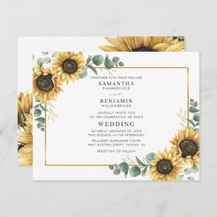 Invitación a la boda de Eucalipto de girasol geomé