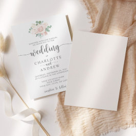 Invitación a la boda de Eucalipto Floral Rosa Rubo