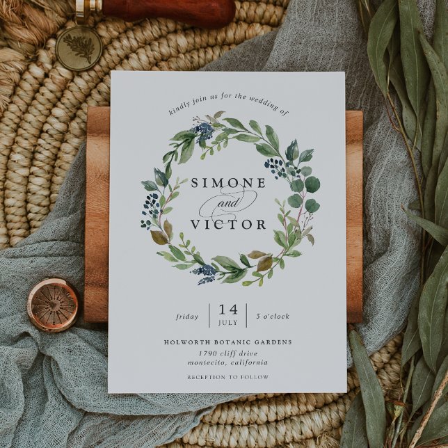 Invitación a la boda de eucalipto Grove Wreath (Subido por el creador)