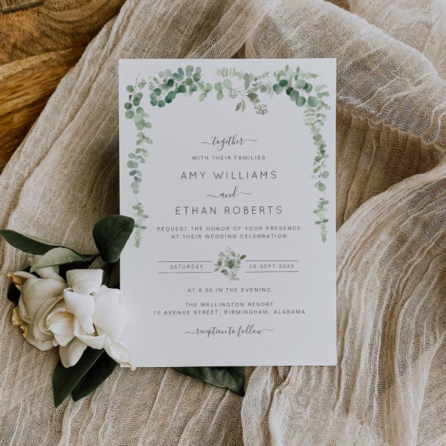 invitación a la boda de eucalipto pintado (Subido por el creador)