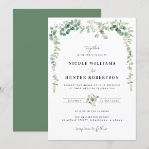 invitación a la boda de eucalipto por la acuarela 