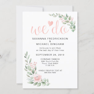 Invitación a la boda de Eucalipto Rosado