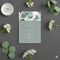 Invitación a la boda de Eucalipto verde acuarela