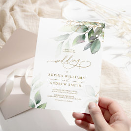 Invitación a la boda de Eucalipto Verde y Oro