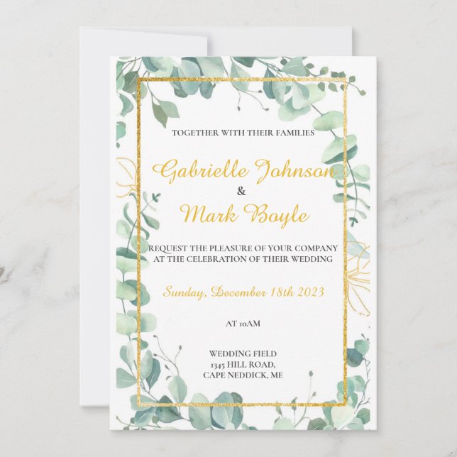 Invitación a la boda de Eucaliptus - Dibujo de acu (Anverso)