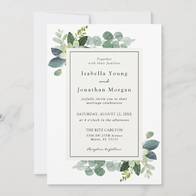 Invitación a la boda de Eucalyptus (Anverso)