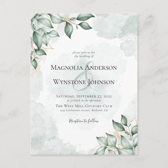 Invitación a la boda de Eucalyptus (Anverso)