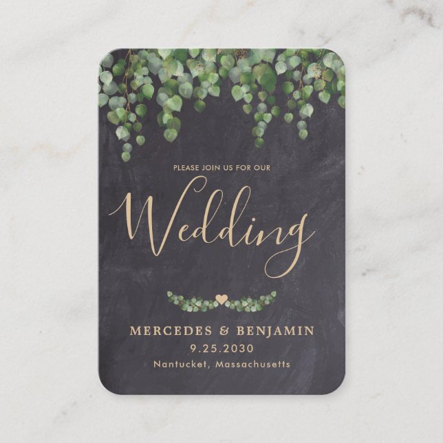 Invitación a la boda de Eucalyptus de QR Code Chal (Anverso)