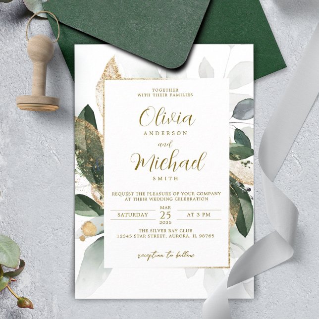 Invitación a la boda de Eucalyptus Gold (Subido por el creador)