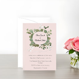Invitación a la boda de Eucalyptus Green Pink Silv