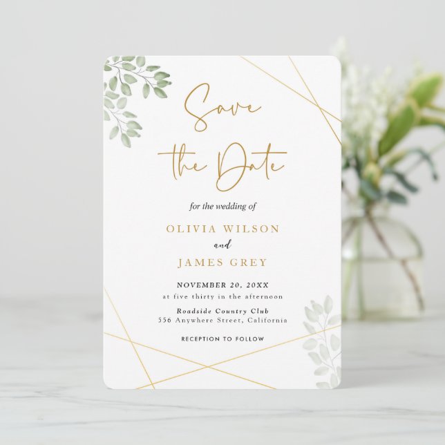 Invitación a la boda de Eucalyptus Greenery (Anverso de pie)