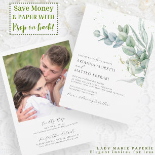 Invitación a la boda de Eucalyptus Greenery con RS