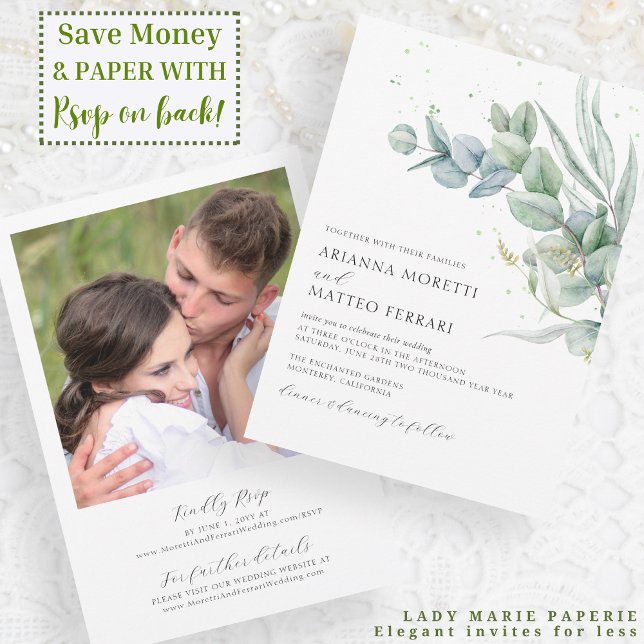 Invitación a la boda de Eucalyptus Greenery con RS (Subido por el creador)