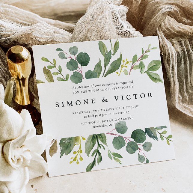 Invitación a la boda de Eucalyptus Grove | Cuadrad (Subido por el creador)