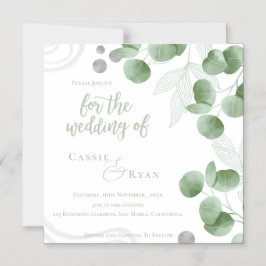 Invitación a la boda de Eucalyptus inspirada en la