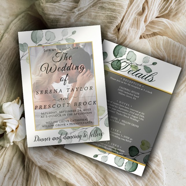 Invitación a la boda de Eucalyptus Vellum Overlay (Subido por el creador)