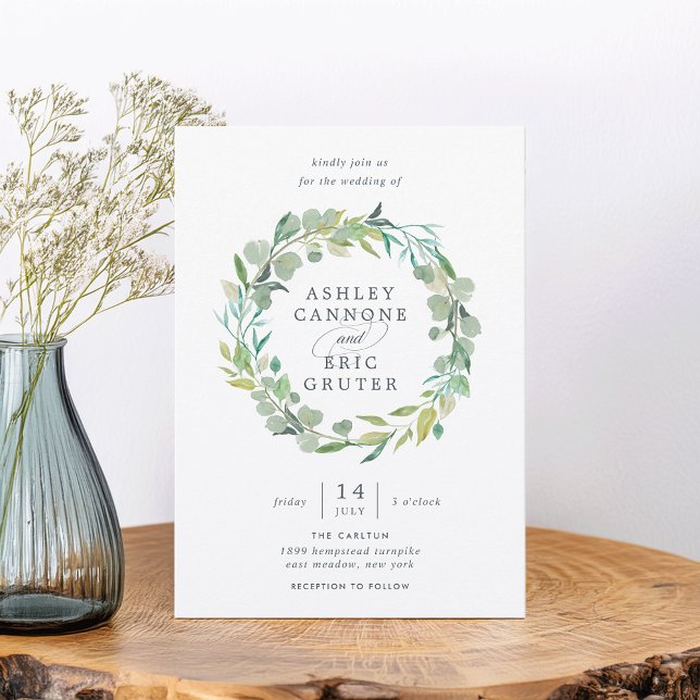 Invitación a la boda de Eucalyptus Wreath (Subido por el creador)