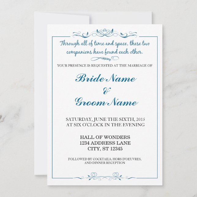Invitación a la boda de fantasía (Reverso)