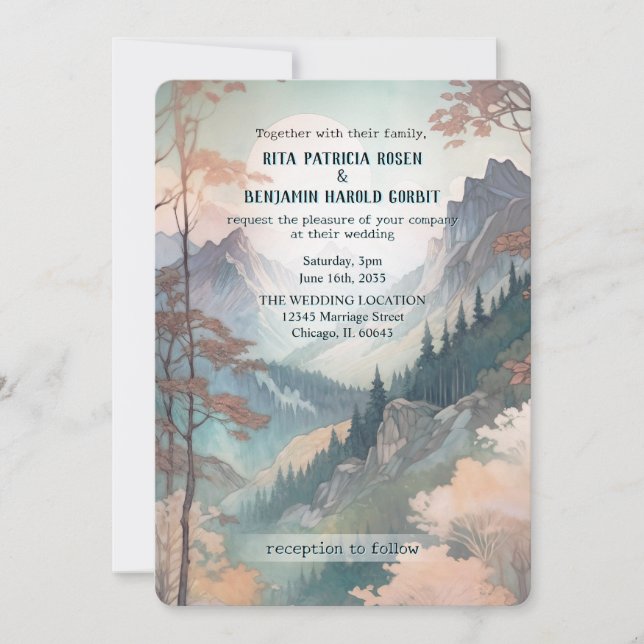 Invitación a la boda de Fantasy Mountain (Anverso)