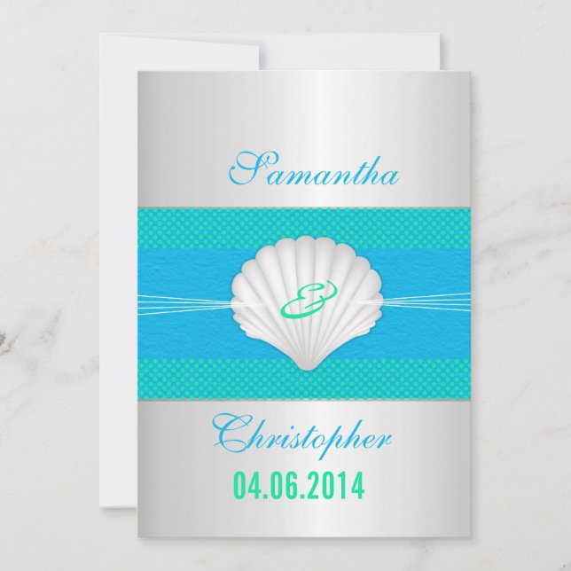 Invitación a la boda de Faux Sea Shell - Beach (Anverso)