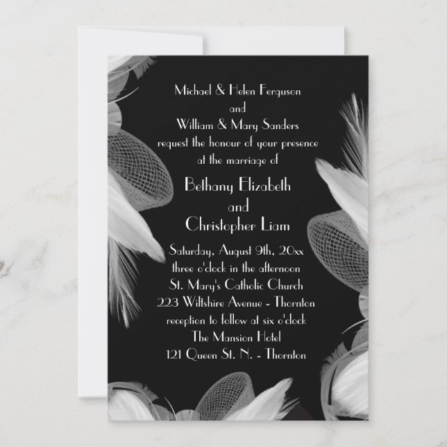 Invitación a la boda de Feathered de los años 20 3 (Anverso)