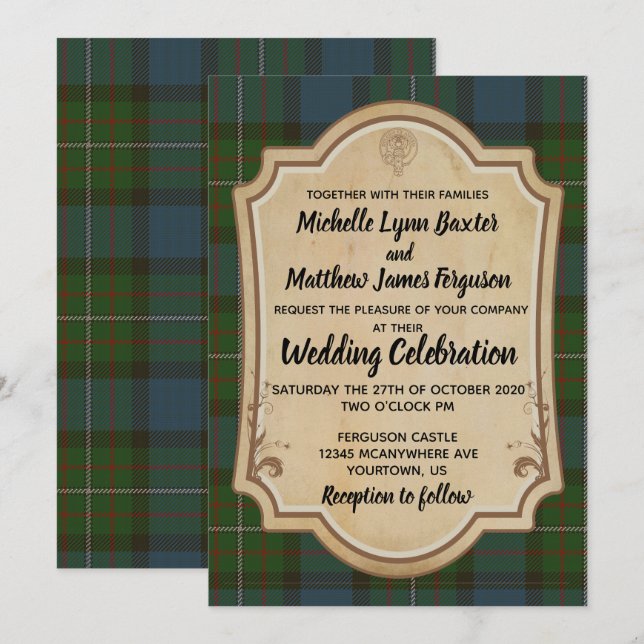 Invitación a la boda de Ferguson Tartan (Anverso / Reverso)