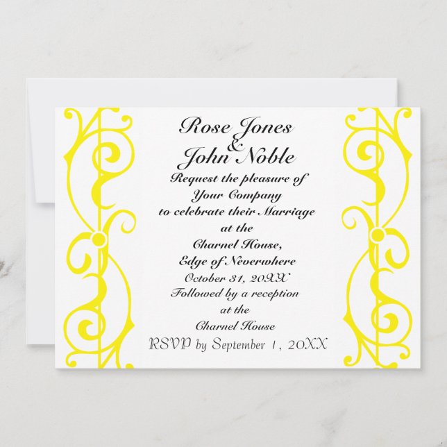 Invitación a la boda de Fibril Marfil (Amarillo) (Anverso)