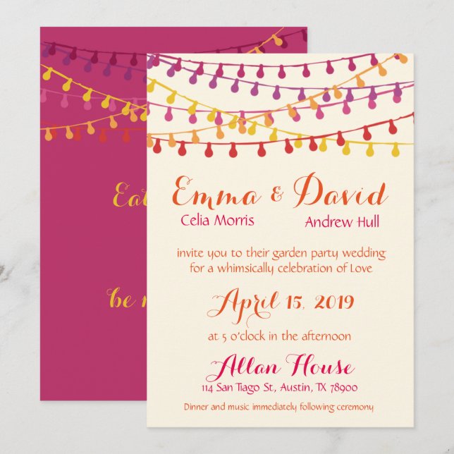 Invitación a la boda de Fiesta Fiesta colorida mex (Anverso / Reverso)
