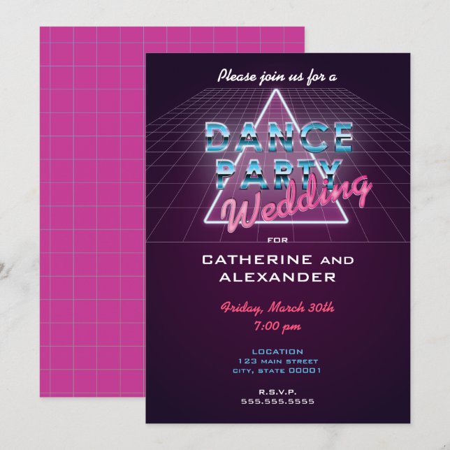 Invitación a la boda de Fiestas de baile de Retro  (Anverso / Reverso)