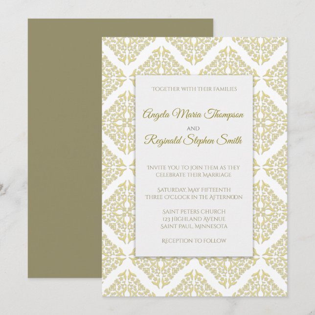 Invitación a la boda de filigrí de oro (Anverso / Reverso)
