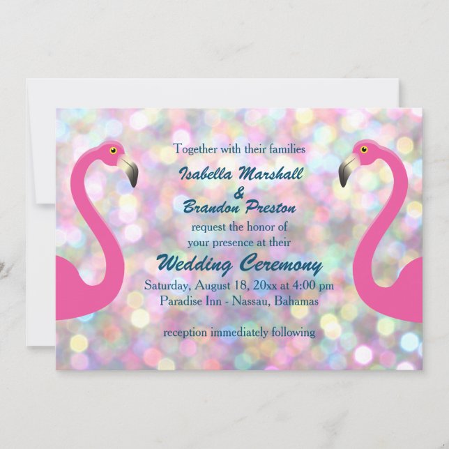 Invitación a la boda de flamingo (Anverso)