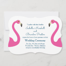 Invitación a la boda de flamingo rosado