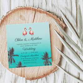 Invitación a la boda de Flamingos Tropical Beach