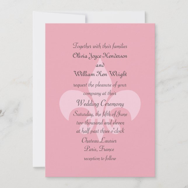 Invitación a la boda de Fleur de Lise en Bonitos (Anverso)