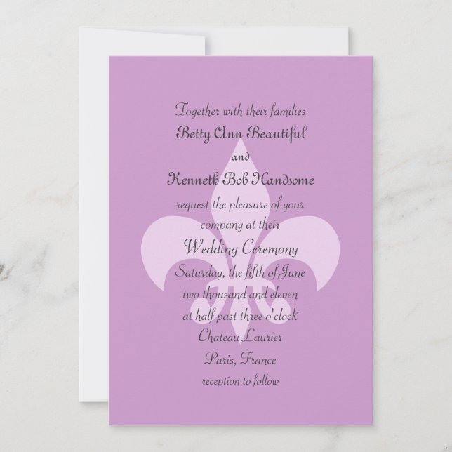 Invitación a la boda de Fleur de Lise en Lilacs (Anverso)