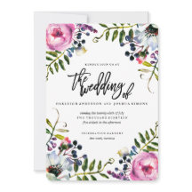 Invitación a la boda de flor acuarela de primavera