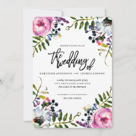 Invitación a la boda de flor acuarela de primavera