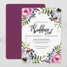 Invitación a la boda de flor acuarela de primavera