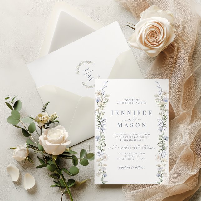 Invitación a la boda de flor azul silvestre Meadow (Subido por el creador)