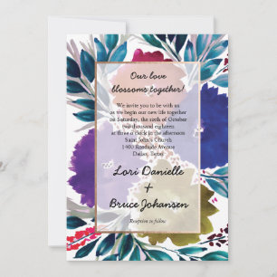 Invitación a la boda de flor de color acuático pin
