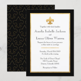 Invitación a la boda de Flor de Oro y Negro de Lis