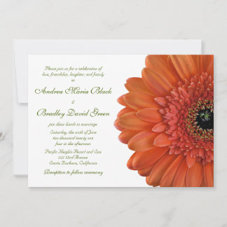 Invitación a la boda de flor del naranja Gerbera D