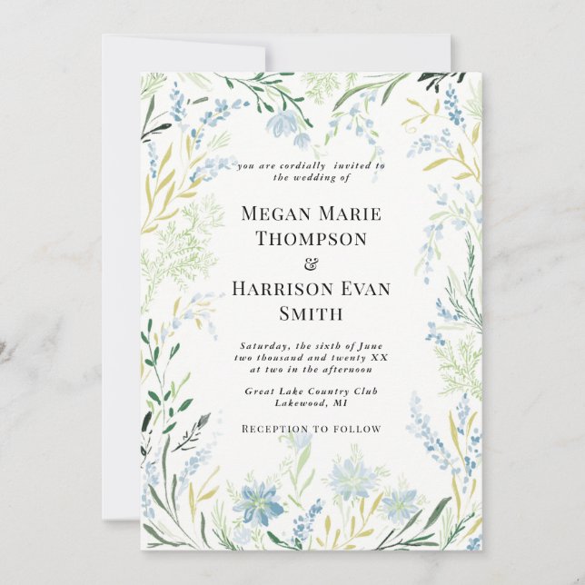 Invitación a la boda de flor en English Meadow Del (Anverso)