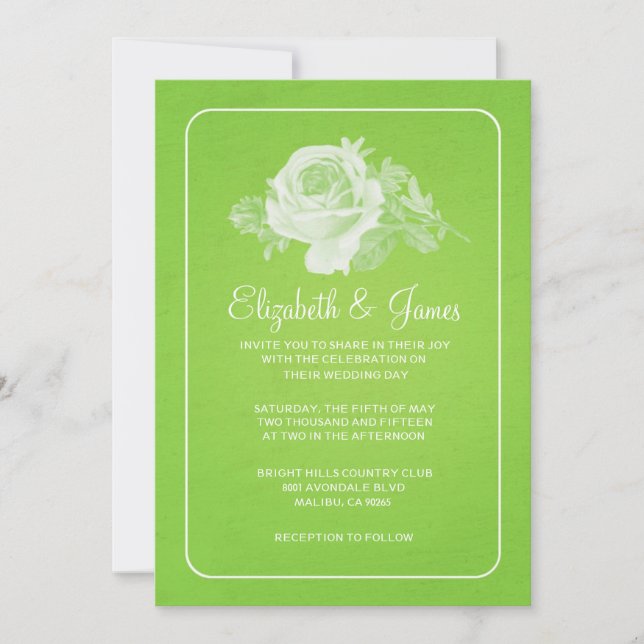 Invitación a la boda de flor/flor Rústica verde li (Anverso)
